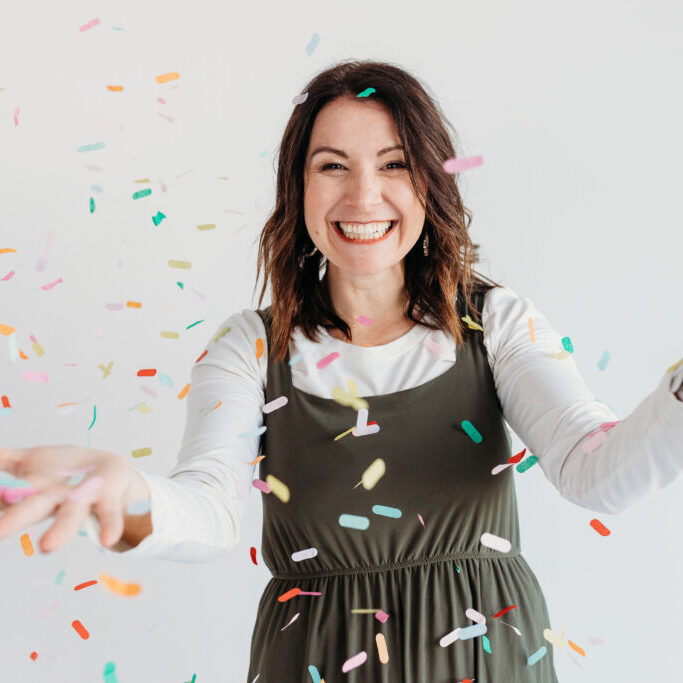 steph wagner dietitian throwing confetti